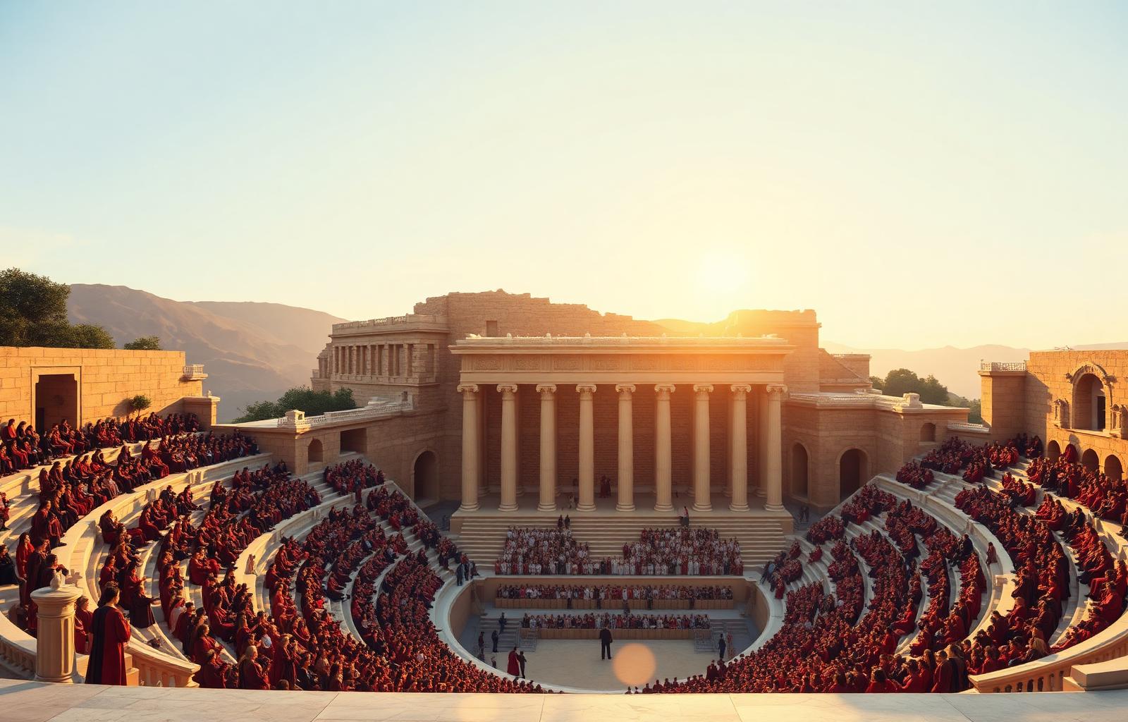 The Theatre of Dionysus at Athens at golden hour